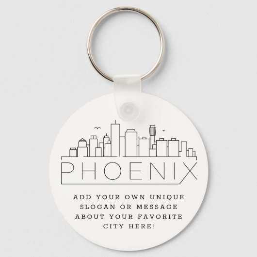 Phoenix, Arizona Stylized Skyline | Aangepaste slo Sleutelhanger (Voorkant)