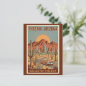 Phoenix Arizona Sun Illustration Travel Art Retro Briefkaart (Staand voorkant)