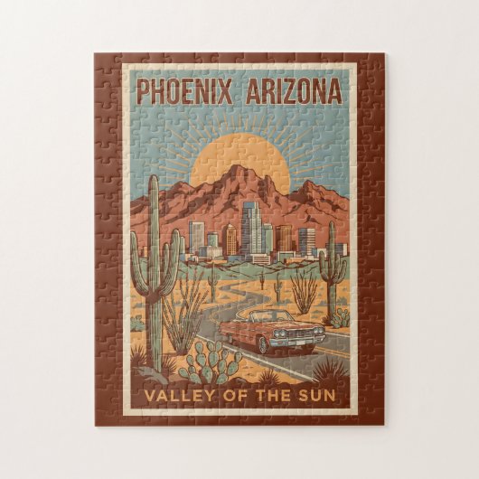 Phoenix Arizona Sun Illustration Travel Art Retro Legpuzzel (Verticaal)