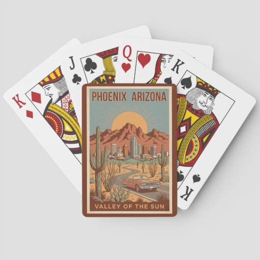 Phoenix Arizona Sun Illustration Travel Art Retro Pokerkaarten (Achterkant)