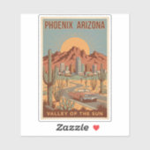 Phoenix Arizona Sun Illustration Travel Art Retro Sticker (Vel)