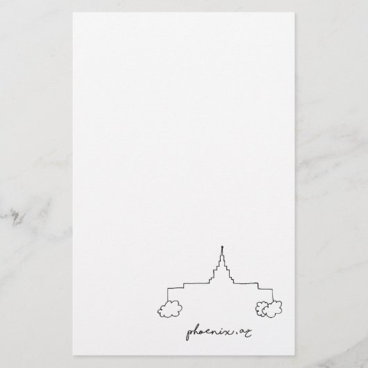 Phoenix Arizona tempel eenvoudige moderne schets Briefpapier (Voorkant)