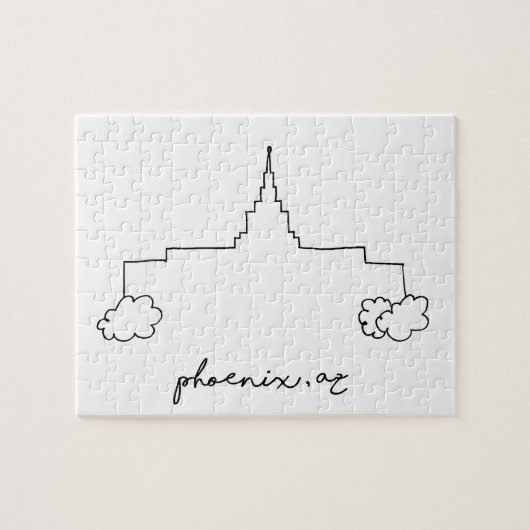 Phoenix Arizona tempel eenvoudige moderne schets Legpuzzel (Horizontaal)