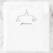 Phoenix Arizona tempel eenvoudige moderne schets Ovale Sticker (Tas)