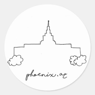 Phoenix Arizona tempel eenvoudige moderne schets Ronde Sticker