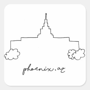 Phoenix Arizona tempel eenvoudige moderne schets Vierkante Sticker