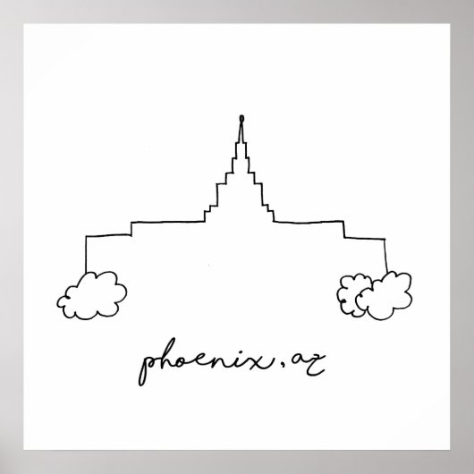 phoenix arizona temple simpele moderne schets poster (Voorkant)