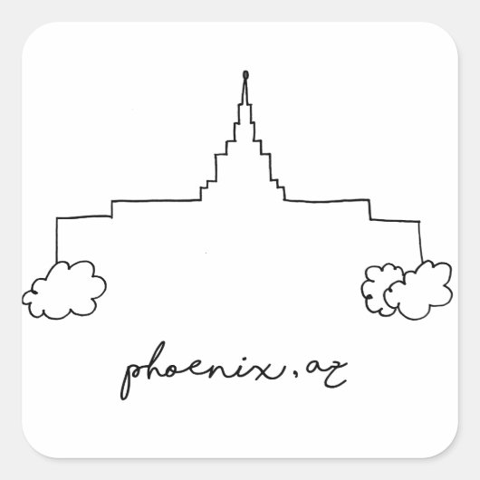 phoenix arizona temple simpele moderne schets vierkante sticker (Voorkant)