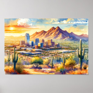 Phoenix Arizona Travel Places waterverf Poster