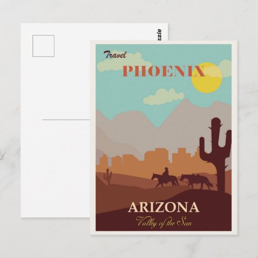  Phoenix Arizona Travel Poster Briefkaart (Voorkant / Achterkant)