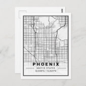 Phoenix Arizona USA Travel City Map Briefkaart (Voorkant / Achterkant)