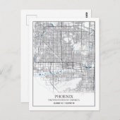 Phoenix Arizona USA Travel City Map Briefkaart (Voorkant / Achterkant)