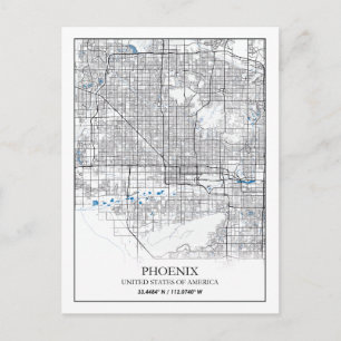 Phoenix Arizona USA Travel City Map Briefkaart