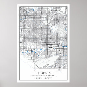 Phoenix Arizona USA Travel City Map Poster