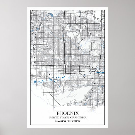 Phoenix Arizona USA Travel City Map Poster (Voorkant)