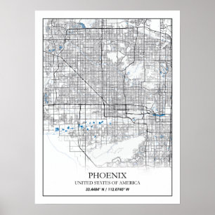 Phoenix Arizona USA Travel City Map Poster