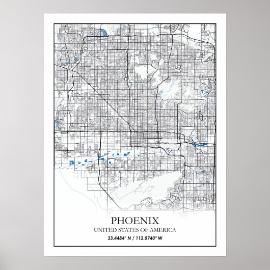 Phoenix Arizona USA Travel City Map Poster (Voorkant)