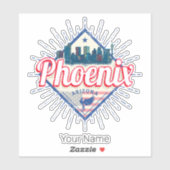 Phoenix Arizona Verenigde Staten Skyline  Verenigd Sticker (Vel)