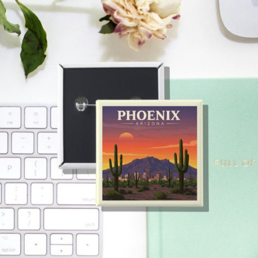 Phoenix Arizona Vierkante Button 5,1 Cm