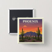 Phoenix Arizona Vierkante Button 5,1 Cm (Voorkant /achterkant)