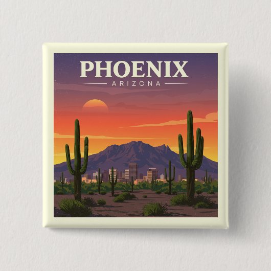 Phoenix Arizona Vierkante Button 5,1 Cm (Voorkant)