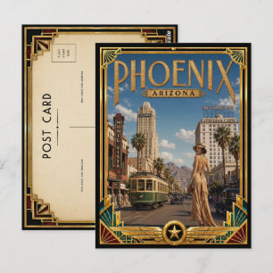 Phoenix Arizona Vintage Art Deco Gouden Tijdperk Briefkaart