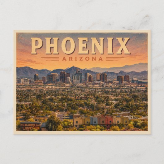 Phoenix Arizona Vintage Reizen Briefkaart (Voorkant)
