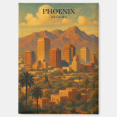 Phoenix Arizona Vintage Reizen – Woestijn Skyline Magneet (Voorkant)