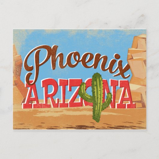 Phoenix Arizona Vintage Travel Briefkaart (Voorkant)