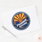 Phoenix Arizona vlag barstte rond stickers (Envelop)