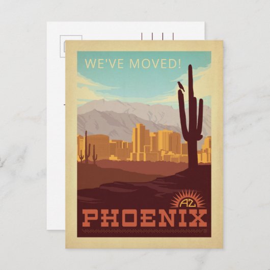 Phoenix, Arizona | We hebben ons verplaatst Uitnodiging Briefkaart (Voorkant / Achterkant)