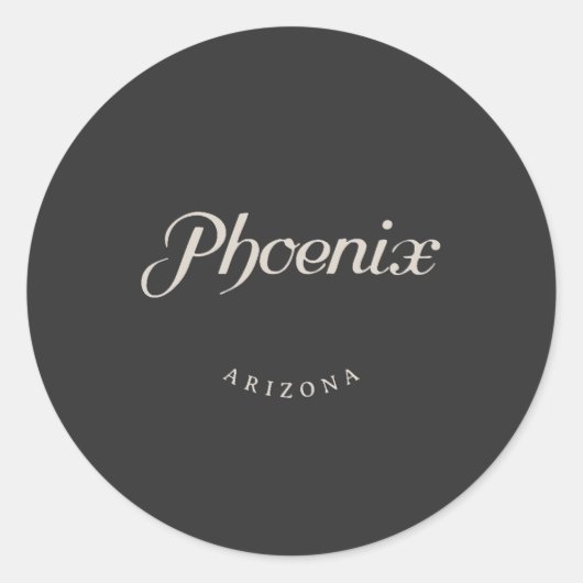 Phoenix Arizona White Font Ronde Sticker (Voorkant)