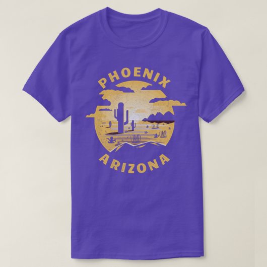 Phoenix Arizona Woestijn Illustratie Vintage Souve T-shirt (Design voorkant)