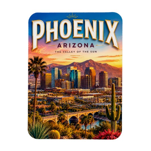 Phoenix Arizona Woestijn Skyline Schilderachtig Magneet (Verticaal)