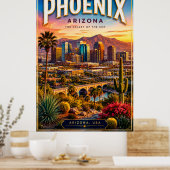 Phoenix Arizona Woestijn Skyline Schilderachtige M Poster (Keuken)
