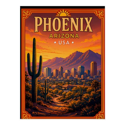🌵 Phoenix Arizona Woestijn Vakantie Herinnering Perfect Poster (Voorkant)