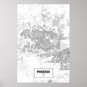 Phoenix, Arizona (zwart op wit) Poster