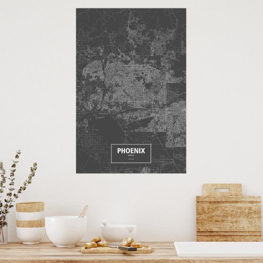 Phoenix, Arizona (zwart wit) Poster (Keuken)
