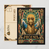 Phoenix, Art Deco Mythisch Briefkaart (Voorkant / Achterkant)