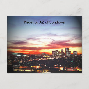 Phoenix, AZ bij zonsondergang Briefkaart