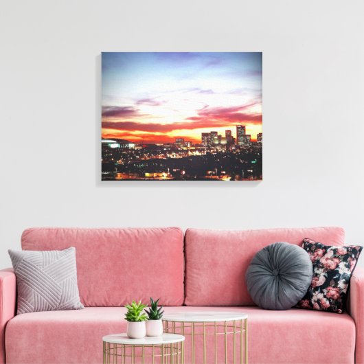Phoenix, AZ bij zonsondergang Canvas Afdruk (Insitu (Woonkamer))
