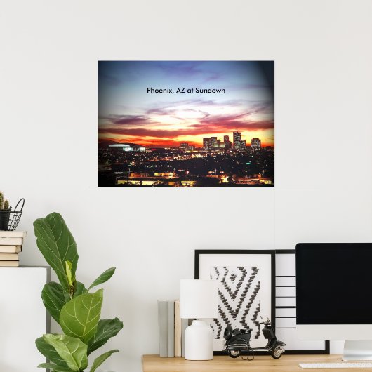 Phoenix, AZ bij zonsondergang Poster (Thuiskantoor)