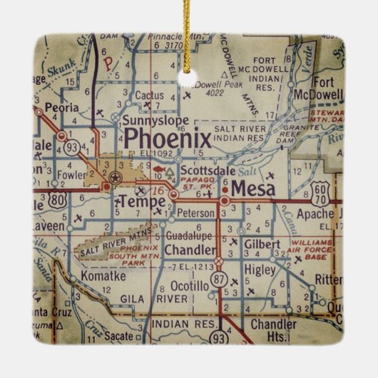 Phoenix AZ  Map Keramisch Ornament (Achterkant)