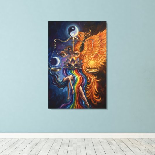 Phoenix Balance Spiritual Canvas Art Afdruk (Insitu (Houten vloer))