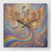 Phoenix Balance Spiritual Wall Tapestry Vierkante Klok (Voorkant)