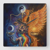 Phoenix Balance Spiritual Wall Tapestry Vierkante Klok (Voorkant)