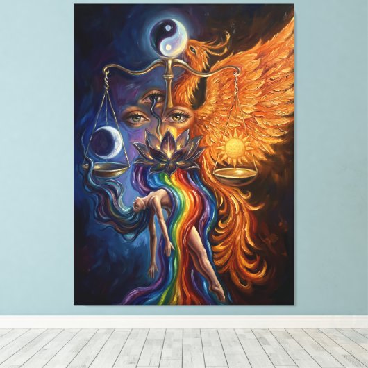Phoenix Balance Spiritueel Canvas Kunst (Insitu (Houten vloer))