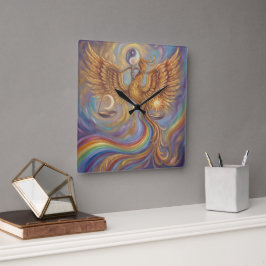 Phoenix Balans Spirituele Wand Tapijt Vierkante Klok