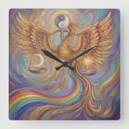 Phoenix Balans Spirituele Wand Tapijt Vierkante Klok