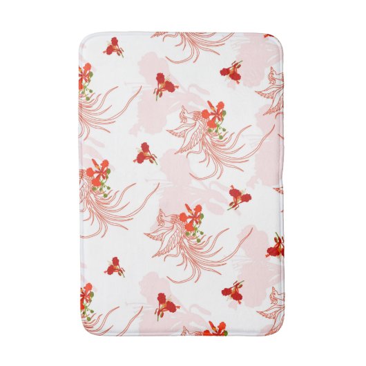 Phoenix Bird and Phoenix Flower Seamless Pattern Badmat (Voorkant Verticaal)